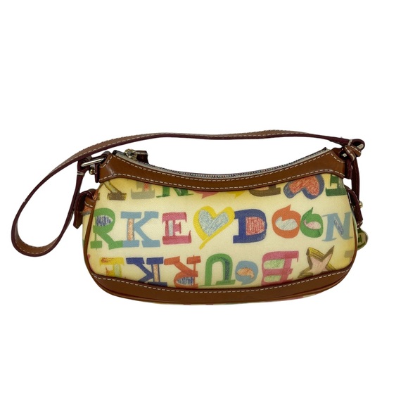 Dooney & Bourke Handbags - Dooney & Bourke Rainbow Small Shoulder Bag Letters Words Yellow Pink Heart Charm